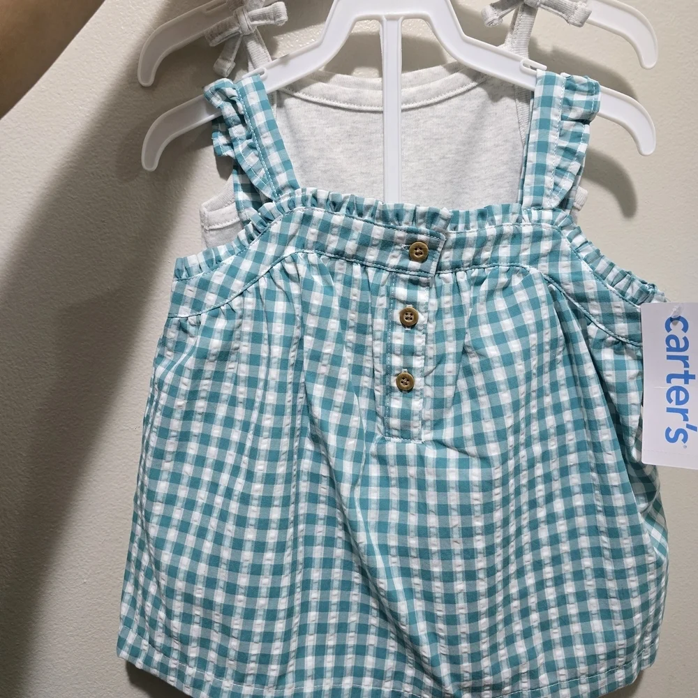 Carter's Turquoise Gingham Baby Dress & Bodysuit